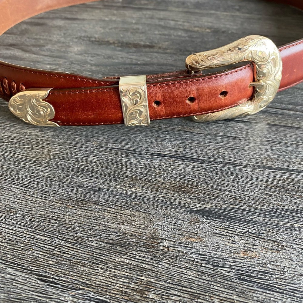 Elkcreek sterling .925 Handmade in Old Mexico/ size 40 Onyx by Brighton belt - Picture 13 of 15